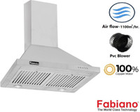 Fabiano Chimney Classica 60 BF with SS Baffle Filter/Push Button Control Wall Mounted Chimney(Silver 1180 CMH)