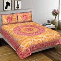 Indram 144 TC Cotton King Printed Bedsheet(Pack of 1, Red)