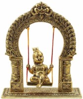 RSN Metal Krishna on jhula for Pooja Worship Temple/kanha/laddu Gopal Decorative Showpiece  -  22.86 cm(Aluminium, Gold)