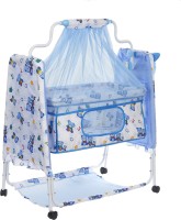 NHR New Born Baby Cradle Baby Swing Baby jhula Baby palna Baby Bedding Set Crib Bassinet with Mosquito Net, Pillow and Wheels ( Blue )(Blue)