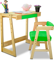 Alex Daisy Pineworks Solid Wood Study Table(Finish Color - Natural Wood & Green) RS.5950.00