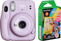 FUJIFILM Instax mini Mini 11 Lilac Purple with 10x1 Rainbow film Instant Camera(Purple)