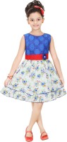 Trendyy Girls Girls Midi/Knee Length Party Dress(Blue, Sleeveless)