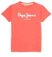 Pepe Jeans Boys Solid Cotton Blend T Shirt(Orange, Pack of 1)