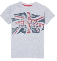Pepe Jeans Boys Graphic Print Cotton Blend T Shirt(Grey, Pack of 1)