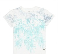 Pepe Jeans Boys Printed Cotton Blend T Shirt(White, Pack of 1)