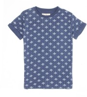 Pepe Jeans Boys Printed Cotton Blend T Shirt(Blue, Pack of 1)