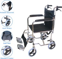 Easycare Portable Steel Wheelchair with Backrest Foldable - Transport Chair with Locking United Hand Brakes, Capacity 100 Kgs) Nylon Manual Wheelchair(Self-propelled Wheelchair)
