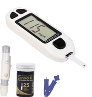Control D 25 Strips & Automatic Glucose Blood Sugar Testing Machine Digital Glucometer(White)