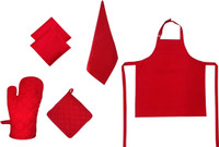 Adt Saral Red Cotton Kitchen Linen Set(Pack of 6) RS.339.00