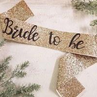 Giftzadda Bride to Be Golden Glitter Sash for Bachelorette Party | Bridal Wedding Decorative Bride to Be Accessories (Golden)