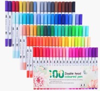 PathosIndia Dual Tip Brush Marker Pens set of 100,Fine and Brush Tip Colored Pens for Coloring,Art,Sketching,Bullet Journal,Coloring Book,Drawing(Set of 100, 100 Multicolor)