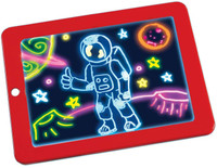 Bluwings Kids LED Light up Glow Drawing Board for Art Learning with 3 Dual side marker and 30 Stencils(Red)