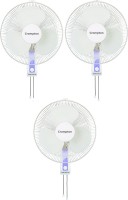 Crompton HIGH FLO WAVE PACK OF 3 400 mm 3 Blade Wall Fan(WHITE, Pack of 3)