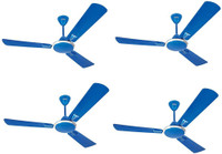 USHA stiker galaxy pack of 4 1200 mm 3 Blade Ceiling Fan(ultra marine blue, Pack of 4)