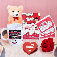 Indigifts Mug, Artificial Flower, Greeting Card Gift Set