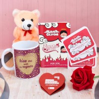 Indigifts Mug, Artificial Flower, Greeting Card Gift Set