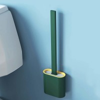 dhaval enterprise Silicone Bristles Toilet Brush With Holder Set - Deep-Cleaning Silicone Toilet Brush No-Slip Long Plastic Handle Quick Drying Flexible Bristles Brush Clean Toilet Corner Easily with Holder(Green)