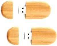 KBR PRODUCT 1+1 combo innovative design wooden oval shape high speed USB 2.0 storage device 16 GB Pen Drive(Brown)