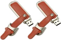 KBR PRODUCT 1+1 COMBO DESIGNER LEATHERITE METAL BUCKLE USB 2.0 REMOVABLE STORAGE 16 GB Pen Drive(Brown)