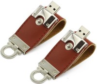 KBR PRODUCT 1+1 COMBO HIGH SPEED FANCY LEATHER HOOK USB 2.0 32 GB Pen Drive(Brown)