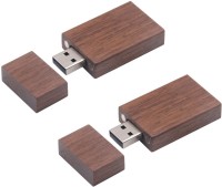 KBR PRODUCT 1+1 combo designer wooden rectangle shape high speed USB 2.0 storage device 4 GB Pen Drive(Brown)