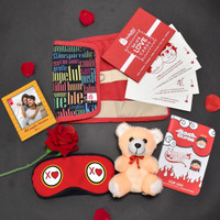 Indigifts Greeting Card, Artificial Flower, Soft Toy, Photoframe Gift Set