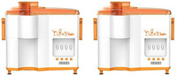 USHA JMG 3442 pack of 2 450 Juicer Mixer Grinder (2 Jars, orange,white)