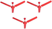 USHA racer pack of 3 1200 mm 3 Blade Ceiling Fan(red, Pack of 3)