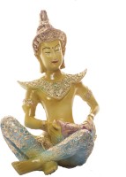 Fashion Bizz Lucky Sitting Buddha playing Dholak for Good Luck, Wealth, Prosperity at Home, Office Decorative Showpiece  -  22 cm(Polyresin, Gold, Light Blue)