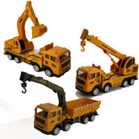 Shopoflux Excavator Crane and Crane Dumper Construction Engineering Toy Vehicle for Children 360 Degree Rotate(Yellow, Pack of: 3)