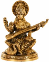 ARTVARKO Astadhatu Made Maa Saraswati Idol Sitting on Hans | Brass Devi Saraswati Siddhi Idol for Puja Sucess and Home Decor Decorative Showpiece  -  12.7 cm(Brass, Gold)