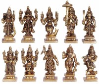 ARTVARKO Brass Dashavatara Dasavatharam of Lord Vishnu Statues Ten Incarnations Avatars Idol Murti for Mandir Puja Temple -Height 2.5 Inches Decorative Showpiece  -  8 cm(Brass, Gold)