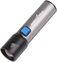 amiciVision USB-Rechargeable LED Flashlight T6 LED, 4 Modes Zoom-able Powerful Torch(Grey, Black : Rechargeable)