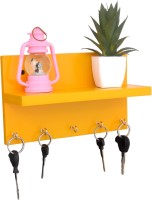 Tactware yellow key holder Wood Key Holder(5 Hooks, Yellow)