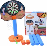 Laurant Basketball Set with Adjustable Stand and Magnetic Dart Game for Kids for Indoor and Outdoor use (Rubber Basketball and 3 Darts Included in The Box) Basketball