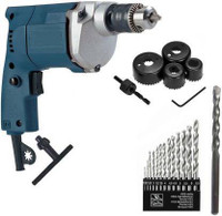 shafiq internatonal Combo Rx 10mm Electric Drill Machine With 13Hss Drill Bit +1 Masonary Drill Bit + 6Pcs Hole Saw Set Pistol Grip Drill (10 mm Chuck Size) Rx 10mm Electric Drill Machine With 13Hss Drill Bit +1 Masonary Drill Bit Rotary Hammer Drill(10 mm Chuck Size, 2600 W)