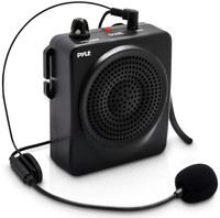 PYLE PA Speaker Voice Amplifier - Built-in Rechargeable Battery w/Headset Microphone Hands-free Waist-Band Strap & Aux 3.5mm Jack for External Audio Stream Devices Indoor PA System(120 W)