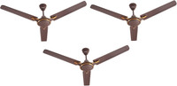 USHA Racer Chrome 1200MM Ultra High Speed pack of 3 1200 mm 3 Blade Ceiling Fan(Rich brown, Pack of 3)