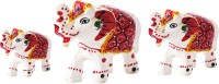DreamKraft Paper Mache Elephant Showpiece Set of 3 Decorative Showpiece  -  6 cm(Paper Mache, Multicolor)