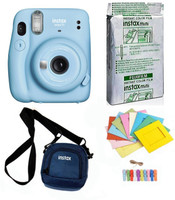 FUJIFILM Instax Mini 11 Instant Camera Mini 11 Instant Camera with 10 sheets film roll ,camera case & bunting2 Instant Camera(Blue)