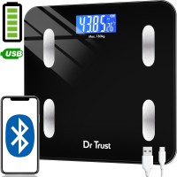 Dr Trust (USA) Model-509 Bluetooth USB Rechargeable Digital Smart Body Composition Scale Monitor Electronic Weight Machine With Body Fat Analyzer(Black)