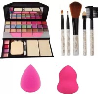 RVbasera Cosmetikaa 6155 Makeup Kit TYA With 5 pieces Makeup Brush Set & 2 Pieces beautyblender Sponge Puff