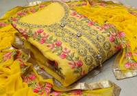 CHITAREKHA Chanderi Embroidered Salwar Suit Material