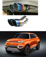 PRTEK Dual Exhaust Tip Exhaust Pipe Trim Stainless Steel Muffler Tail Universal Double Outlets End Pipe a138  Car Silencer(SPORTY)