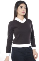 Guffu Casual Full Sleeve Color Block Women Black, White Top