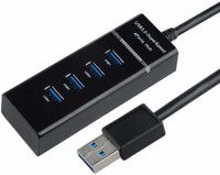 BhalTech 4 Port USB 3.0 Hub Splitter 4 Port USB 3.0 Hub Splitter Portable Mini USB Expander High USB Hub(Black)