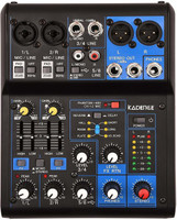 Xtreme Acoustics AG-06 6 Channel USB Mixer with 48v phantom power and delay and reverb effects. Analog Sound Mixer