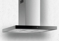 MODA Germany VICTOR ISOLA - 90 Stainless Steel With Black Glass Island Chimney Ceiling Mounted Chimney(Steel, Black 1180 CMH)