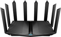 TP-Link Archer AX90 MU-MIMO Gigabit Wi-Fi 6 Broadcom NitroQAM 6600 Mbps Wireless Router(Black, Tri Band)